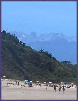 Beach at San Vicente with view of Naranjo de Bulnes san vicente beach